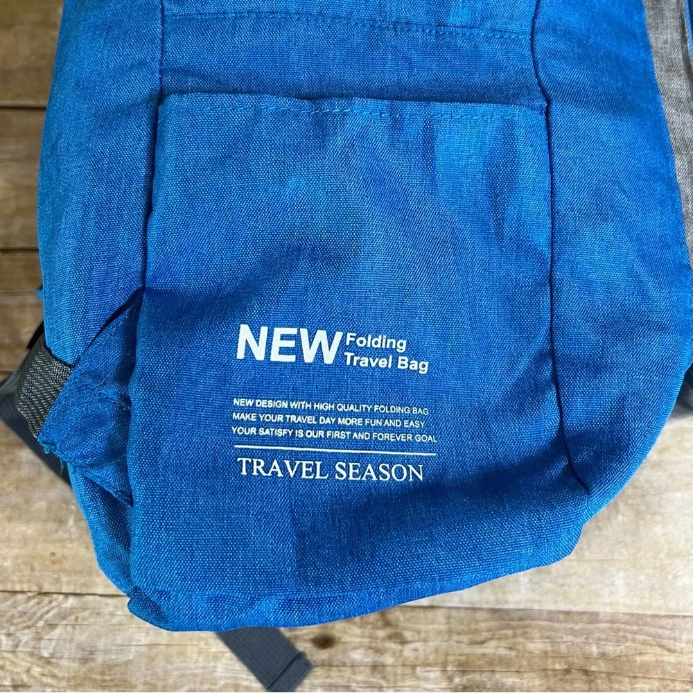 Travel Season Folding Backpack 20 Blue Grey Lightweight Packable Daypack Bag